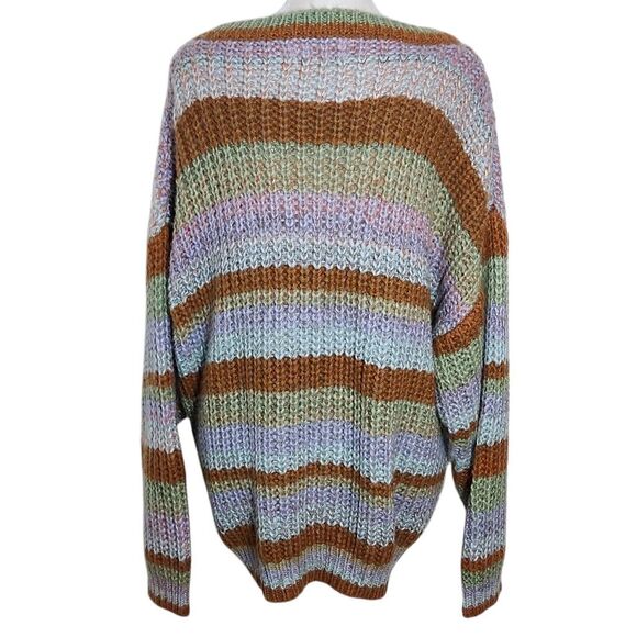 Haptics Colorful Stripe Sweater Size 2X Plus Size Striped Chunky Knit Sweater - Picture 2 of 9